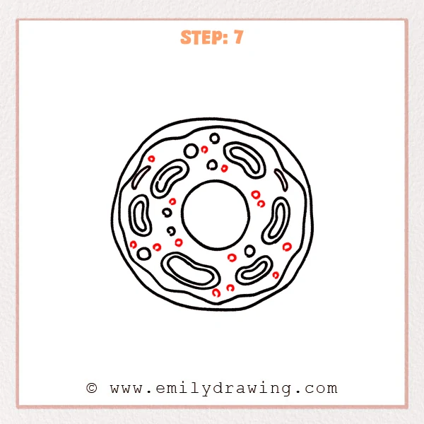 how to draw an animal cell - Step 7: Small highlight ovals are added inside the nucleus of the animal cell.